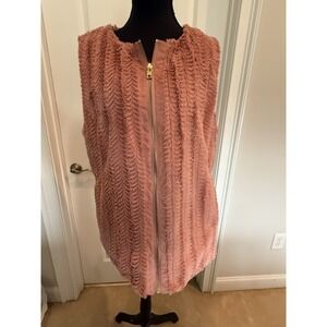 MARC NEW YORK Andrew Marc Faux Fur Vest Rose Women's Size L Zip Front
